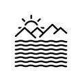 Black line icon for ocean, briny and sea