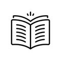 Black line icon for Open Book, knowledge and magazine