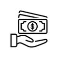 Black line icon for Payment, salary and money