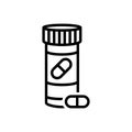 Black line icon for Pills, dose and medicine