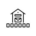 Black line icon for Pin Code, location and house