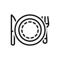 Black line icon for Plate, setting and fork Royalty Free Stock Photo