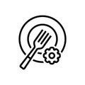 Black line icon for Plate Setting, fork and catering