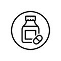 Black line icon for Prozac, pill and medicine Royalty Free Stock Photo