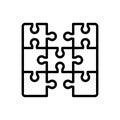 Black line icon for Puzzles, logic and solving