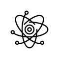 Black line icon for React, chemistry and circle