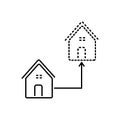 Black line icon for Relocate, moving and relocation