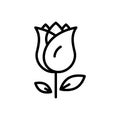 Black line icon for Rose, bloom and garden