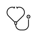 Black line icon for Stethoscope, diagnostic and healthcare Royalty Free Stock Photo