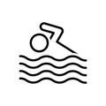 Black line icon for Swimming, natation and swim Royalty Free Stock Photo