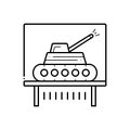 Black line icon for Tank exhibit, tankcar and educe Royalty Free Stock Photo