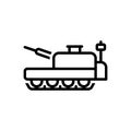 Black line icon for Tank, wartime and defense