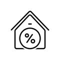 Black line icon for Tax, cess and home Royalty Free Stock Photo