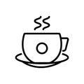 Black line icon for tea, beverage and caffeine