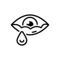Black line icon for Tear, teardrop and eyewater