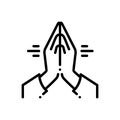 Black line icon for thankyou, hand and pray