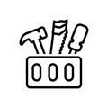 Black line icon for Toolbox, tool and box kit Royalty Free Stock Photo