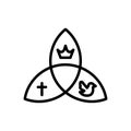 Black line icon for Trinity, triad and religious