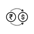 Black line icon for vary, change and currency