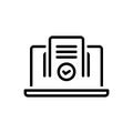 Black line icon for Verified, documented and approval Royalty Free Stock Photo