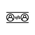 Black line icon for versus, against and facing
