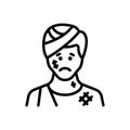 Black line icon for Victim, bandages and facial injuries