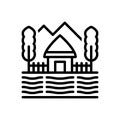 Black line icon for Village, pueblo and thorp Royalty Free Stock Photo