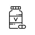 Black line icon for Vitamin, capsule and pill Royalty Free Stock Photo