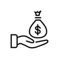 Black line icon for Wages, money and currency