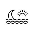 Black line icon for Wave, ripple and backwash