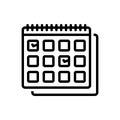 Black line icon for Weekly, once a week and calendar