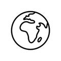 Black line icon for Worlds, globe and landmark