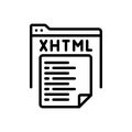 Black line icon for Xhtml, file and folder Royalty Free Stock Photo