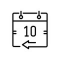 Black line icon for Yesterday, calendar and day