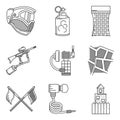 Black line icons collection of paintball accessory Royalty Free Stock Photo