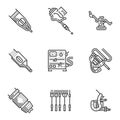 Black line icons for tattoo equipment