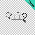Black line Inflatable boat with outboard motor icon isolated on transparent background. Vector Royalty Free Stock Photo