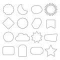 Black line and isolated kids different shapes empty labels icons set design elements set on white