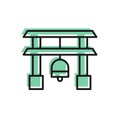 Black line Japan Gate icon isolated on white background. Torii gate sign. Japanese traditional classic gate symbol Royalty Free Stock Photo