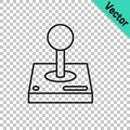 Black line Joystick for arcade machine icon isolated on transparent background. Joystick gamepad. Vector