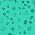 Black line Kheer in a bowl icon isolated seamless pattern on green background. Traditional Indian food. Vector