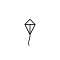 Black line kite simple icon isolated on white. Fantasy, creative, freedome symbol.