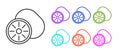 Black line Kiwi fruit icon isolated on white background. Set icons colorful. Vector Royalty Free Stock Photo