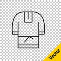 Black line Kosovorotka is a traditional Russian shirt icon isolated on transparent background. Traditional national