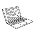 Black line of laptop with code on screen computer coding Royalty Free Stock Photo