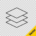 Black line Layers clothing textile icon isolated on transparent background. Element of fabric features. Vector