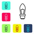 Black line Light bulb with concept of idea icon isolated on white background. Energy and idea symbol. Inspiration Royalty Free Stock Photo