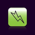 Black line Lightning bolt icon isolated on black background. Flash sign. Charge flash icon. Thunder bolt. Lighting Royalty Free Stock Photo