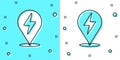 Black line Lightning bolt icon isolated on green and white background. Flash icon. Charge flash icon. Thunder bolt. Lighting Royalty Free Stock Photo