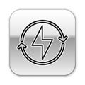 Black line Lightning bolt icon isolated on white background. Flash sign. Charge flash icon. Thunder bolt. Lighting Royalty Free Stock Photo